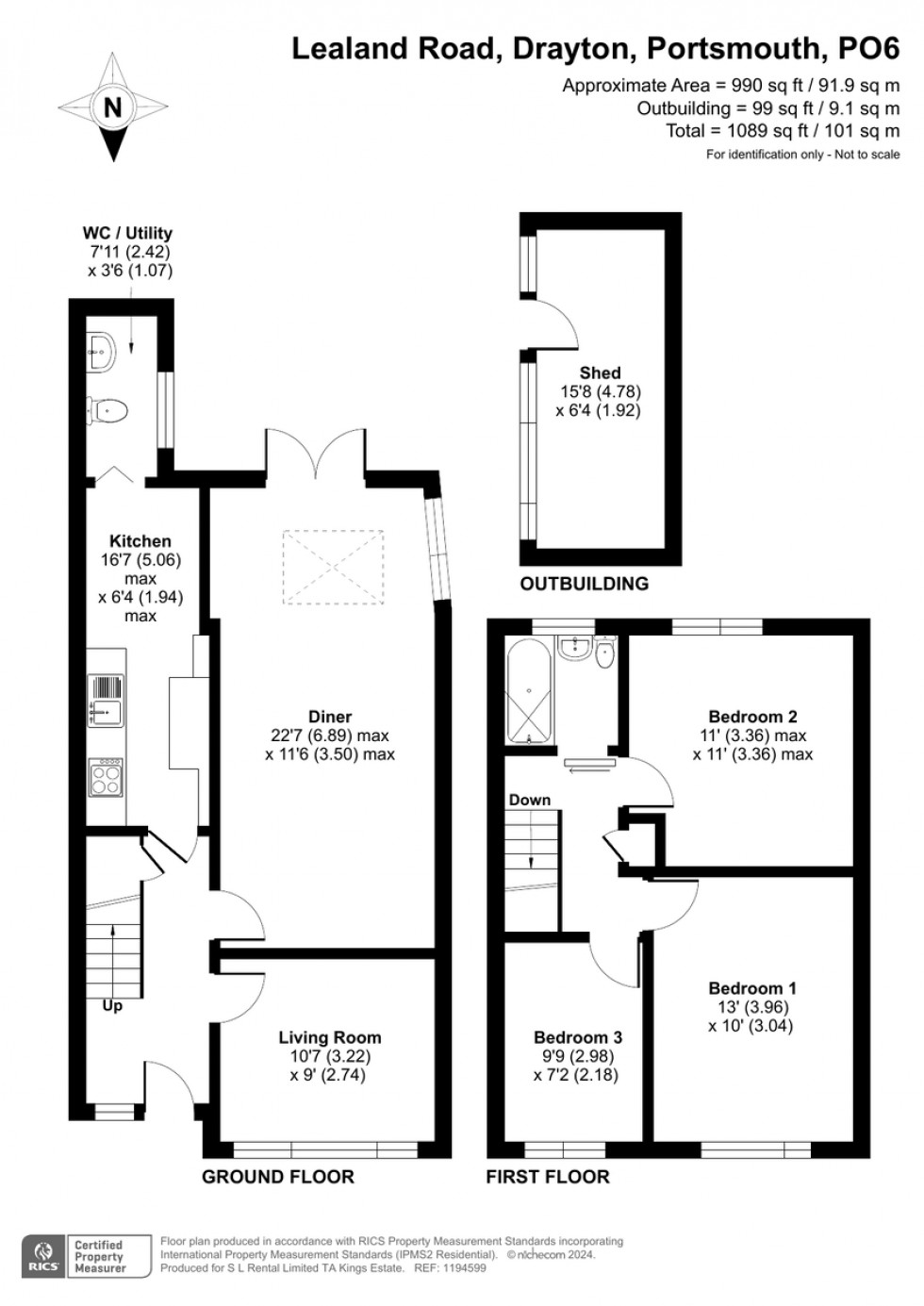 Floorplan for Lealand Road, Drayton, Hampshire,